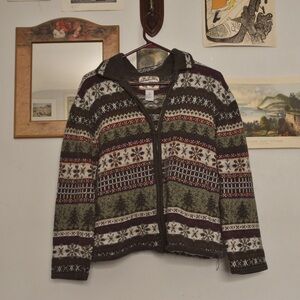 Vintage knit Christmas zipup sweater